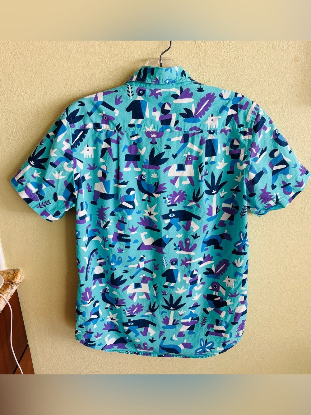 Mokuyobi Blue Short Sleeve Button Down Shirt w/Desert Figures Graphics  Size: XS - Picture 2 of 4